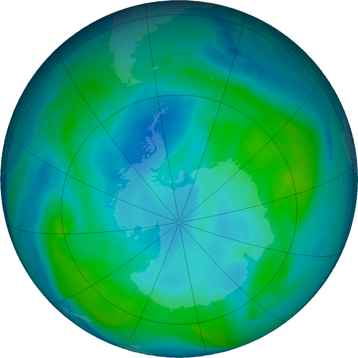 Antarctic ozone map for 07 February 2017
